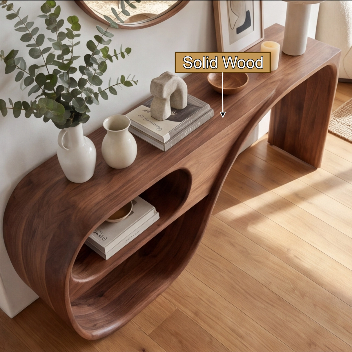 Sylvera Sculpted Solid Wood Console Table - Timberustic Console Table