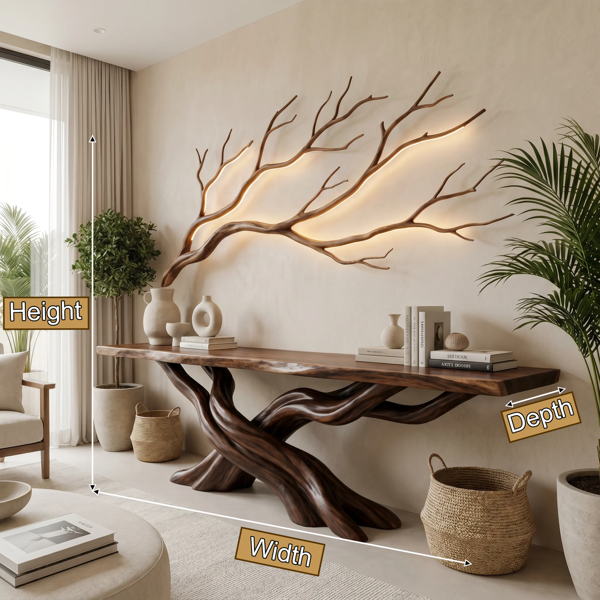 Sylveroak Sculpted Solid Wood Console Table