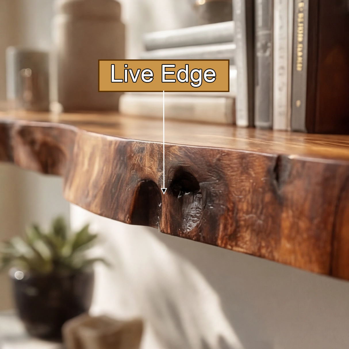 Talviro Live Edge Solid Wood Floating Shelf SPA283824 - Timberustic Floating Shelf
