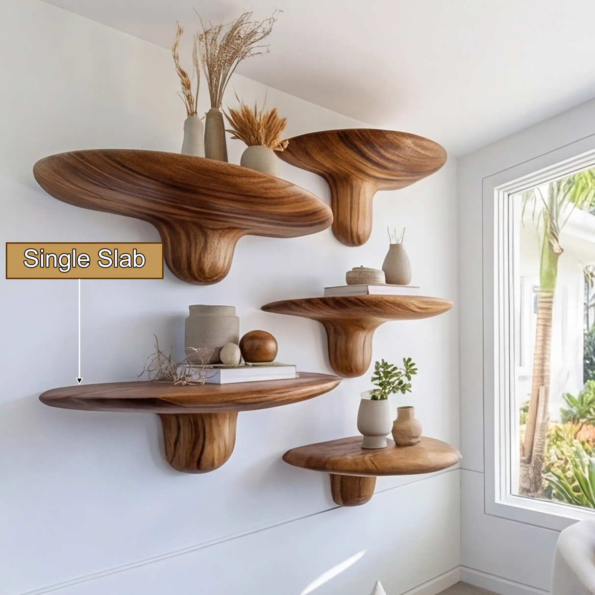 Tavero Mushroom Solid Wood Floating Shelf SPA186347 - Timberustic Floating Shelf