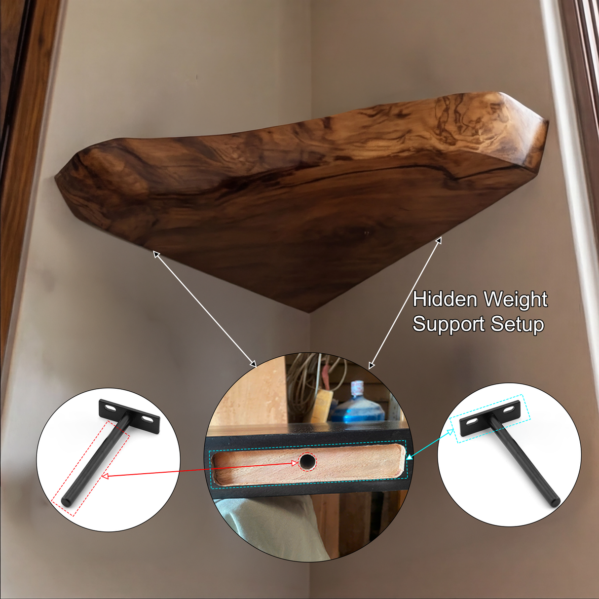 Tavren Live Edge Solid Wood Floating Shelf SPA537547 - Timberustic Floating Shelf