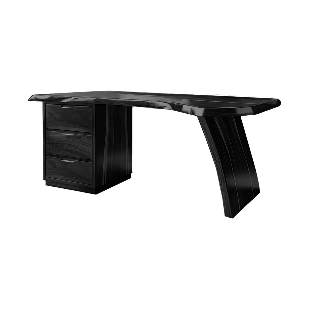 Tavrin Sculptural Solid Wood Desk with Drawers