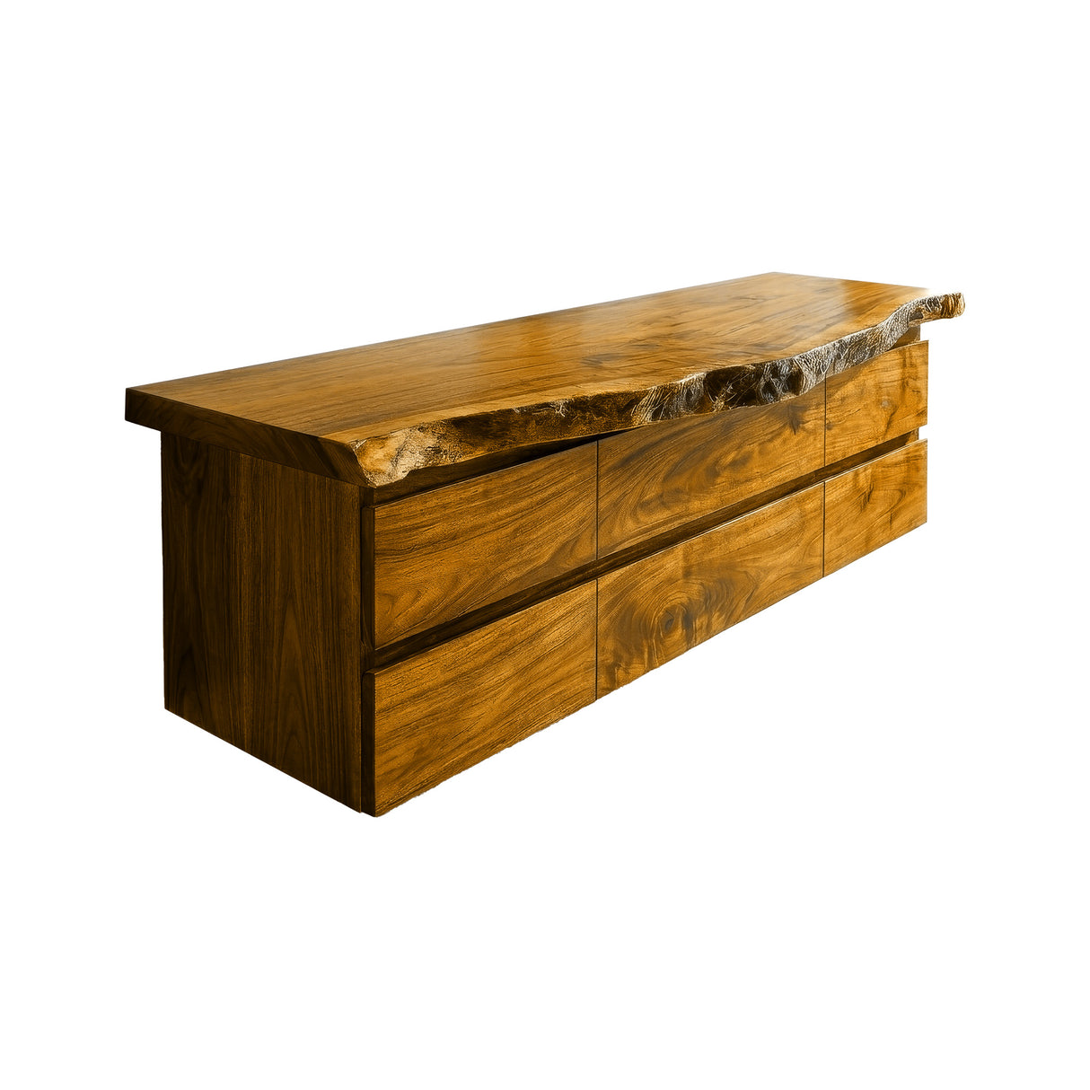 Velmora Live Edge Solid Wood Floating Bathroom Vanity with Drawers Teak - Timberustic Floating Bathroom Vanity With Drawers