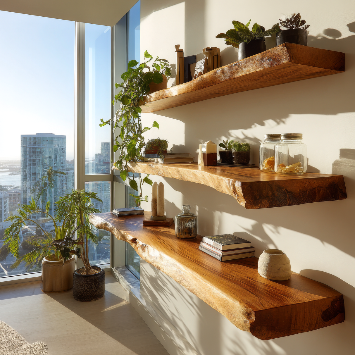 Terano Live Edge Solid Wood Floating Shelf SPA903984 - Timberustic Floating Shelf