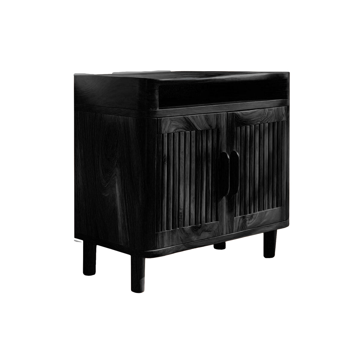 TerraLoom Slatted Solid Wood Side Table Black - Timberustic Side Table