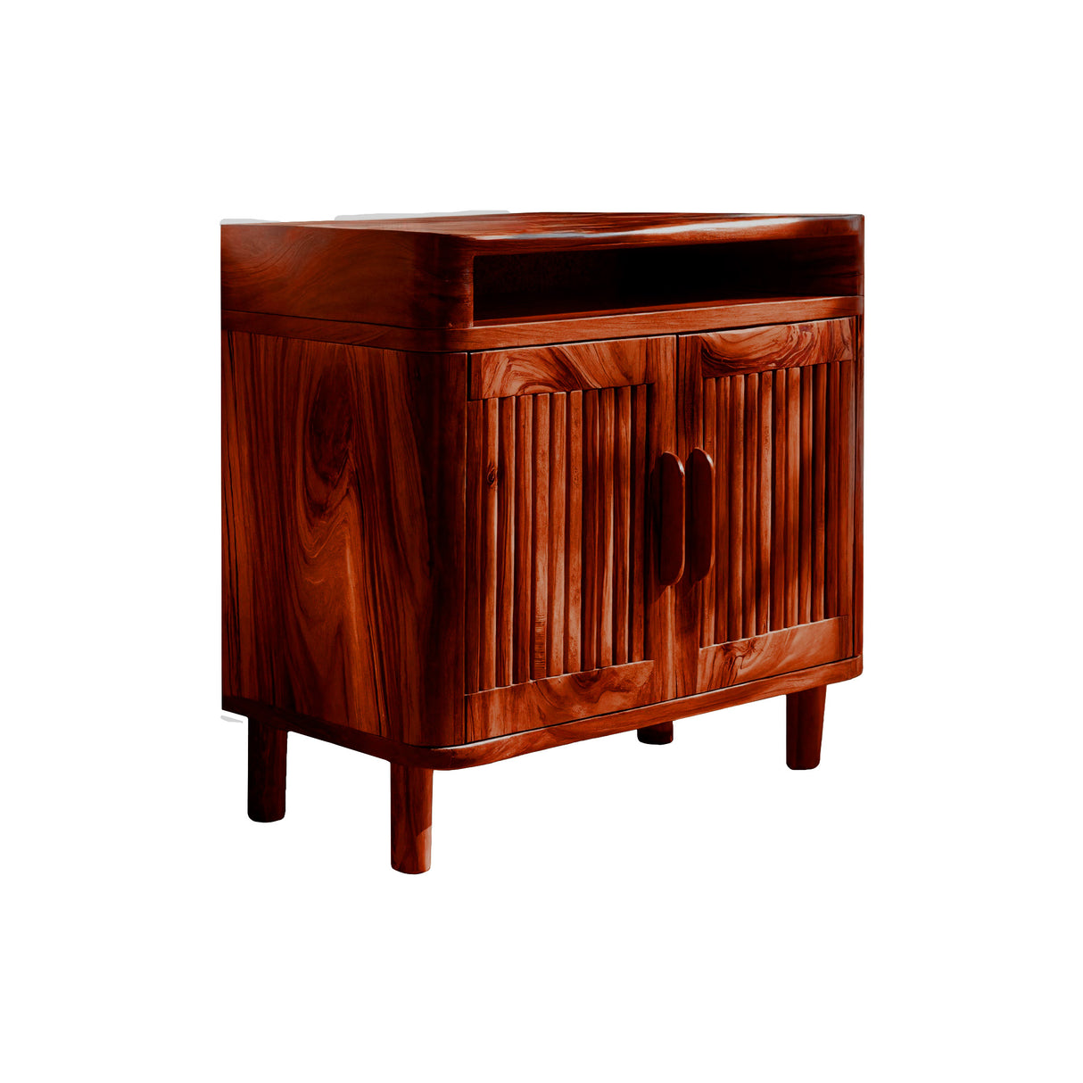 TerraLoom Slatted Solid Wood Side Table Mahogany - Timberustic Side Table