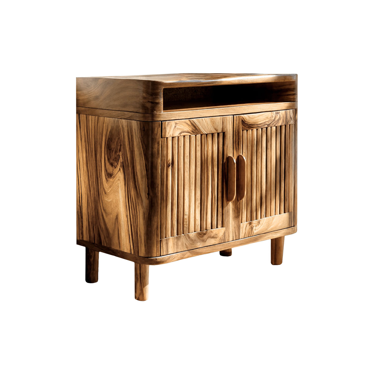 TerraLoom Slatted Solid Wood Side Table Natural Oak - Timberustic Side Table