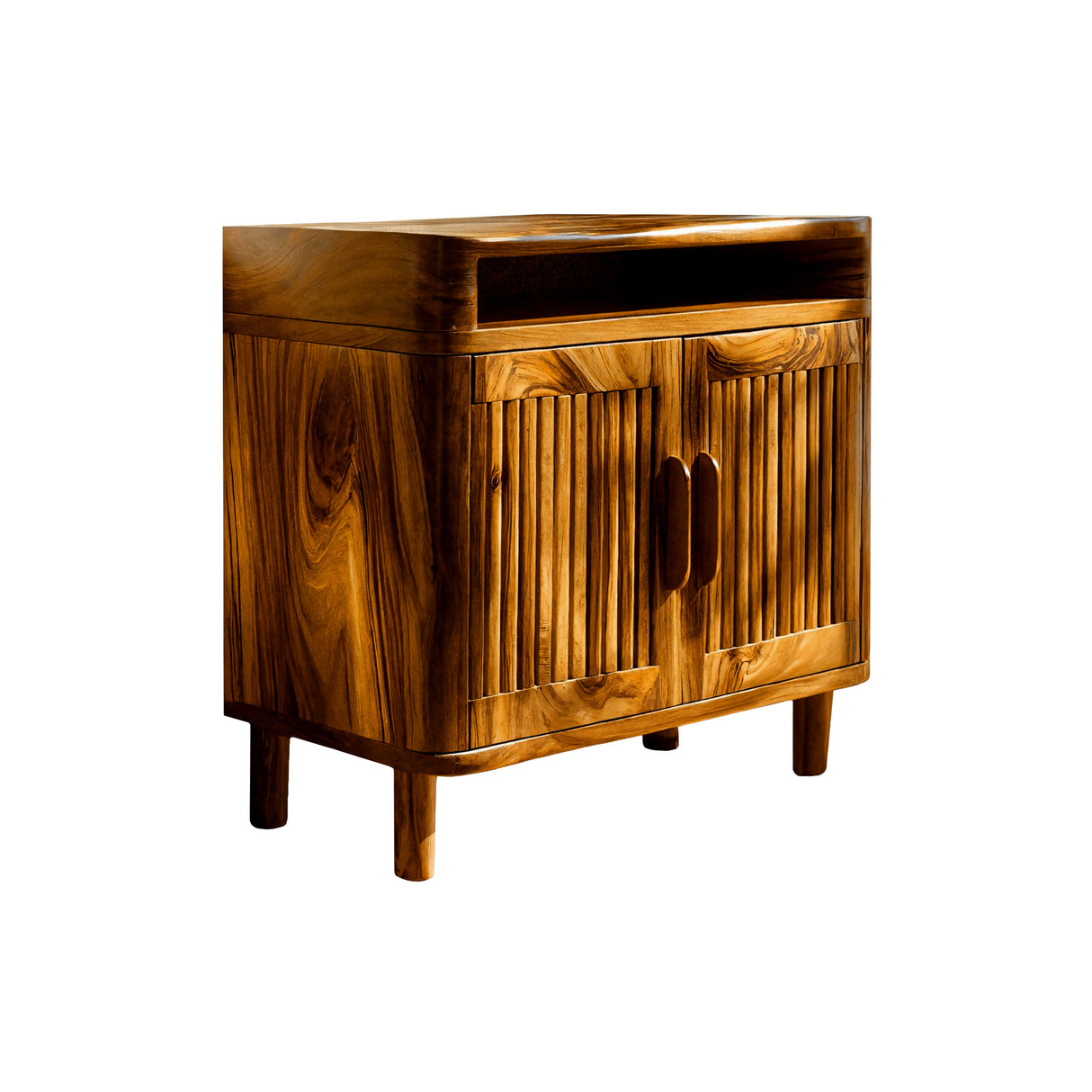 TerraLoom Slatted Solid Wood Side Table Teak - Timberustic Side Table