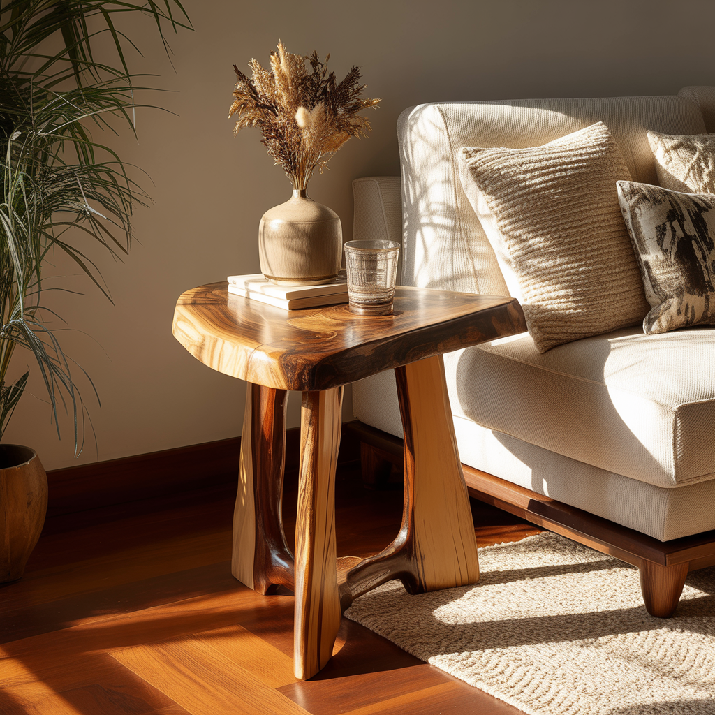 Terrafin Live Edge Solid Wood Side Table - Timberustic Side Table