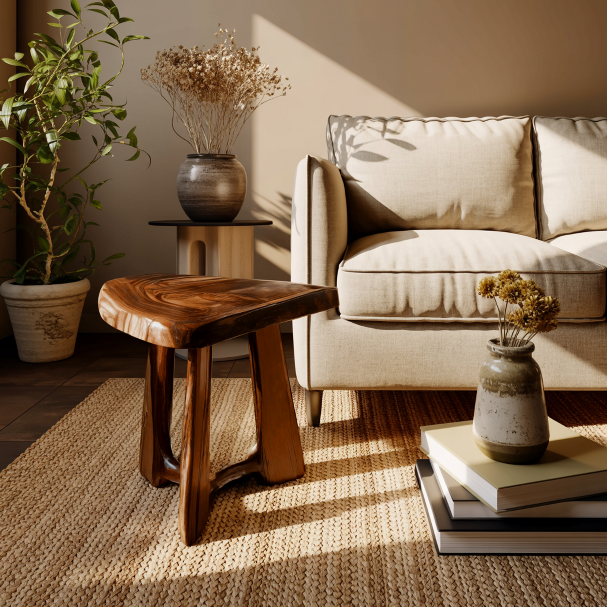 Terrafin Live Edge Solid Wood Side Table - Timberustic Side Table