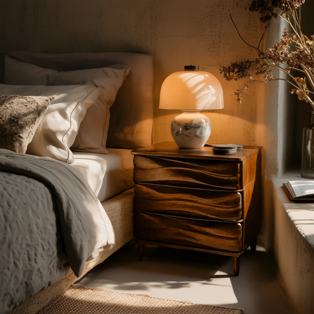 Terrawave Solid Wood Handcrafted Bedside Table - Timberustic Bedside Table