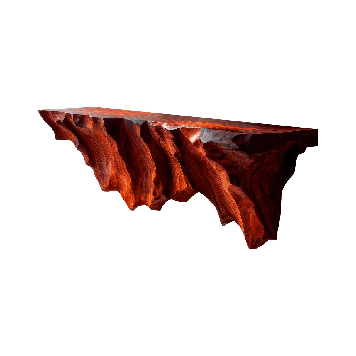 Thalen Sculpted Solid Wood Mountain Floating Shelf Mahogany - Timberustic Floating Shelf