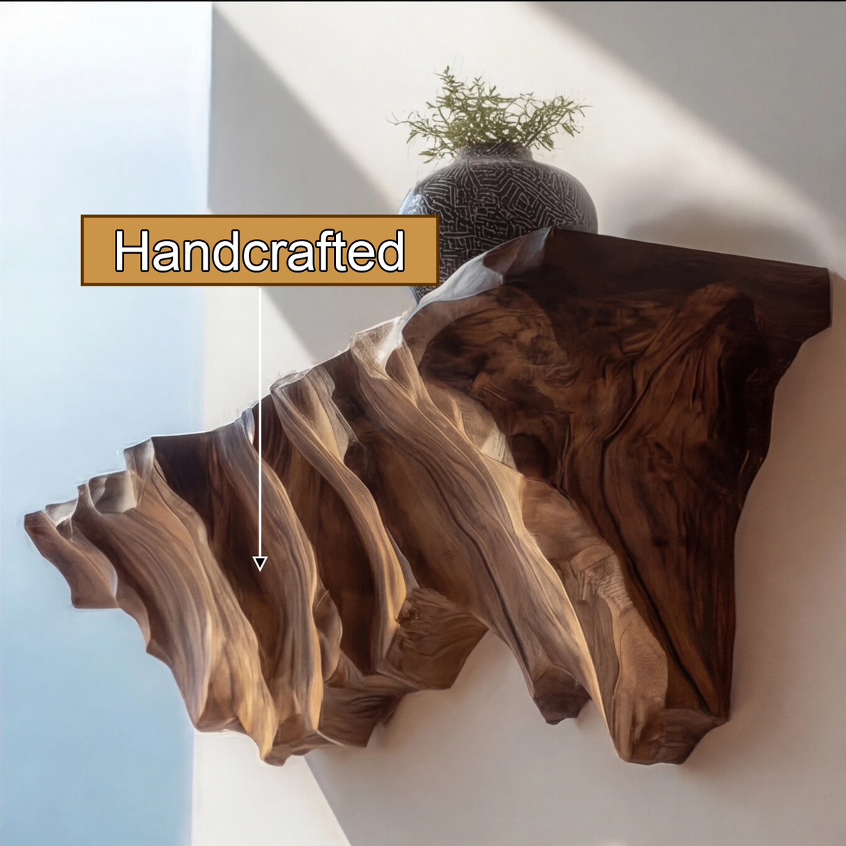 Thalen Sculpted Solid Wood Mountain Floating Shelf - Timberustic Floating Shelf