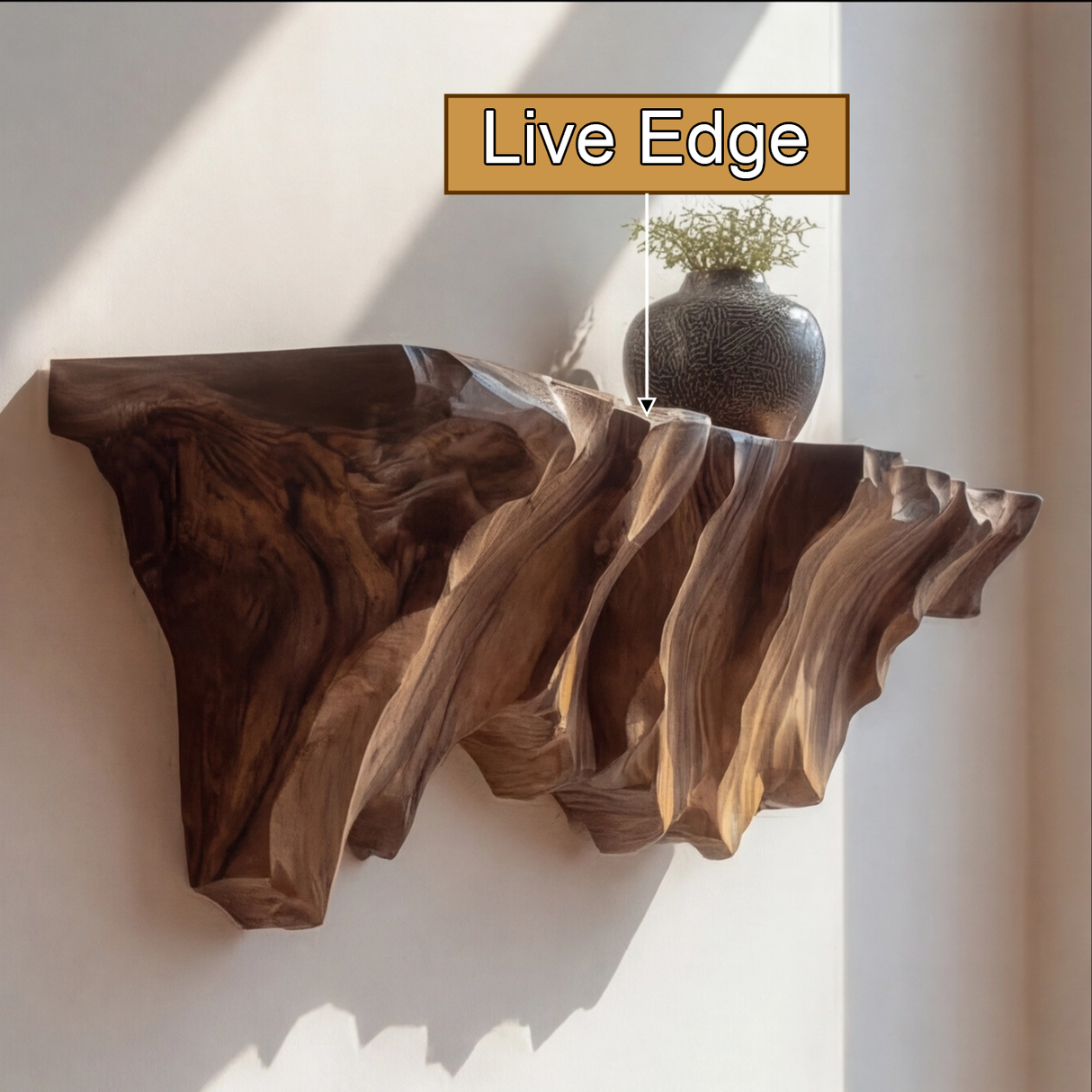 Thalen Sculpted Solid Wood Mountain Floating Shelf - Timberustic Floating Shelf