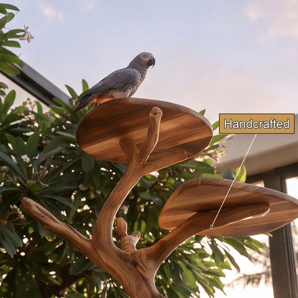 Thalewood Handcrafted Tree Branch Parrot Stand SPA325782 - Timberustic Tree Branch Parrot Stand