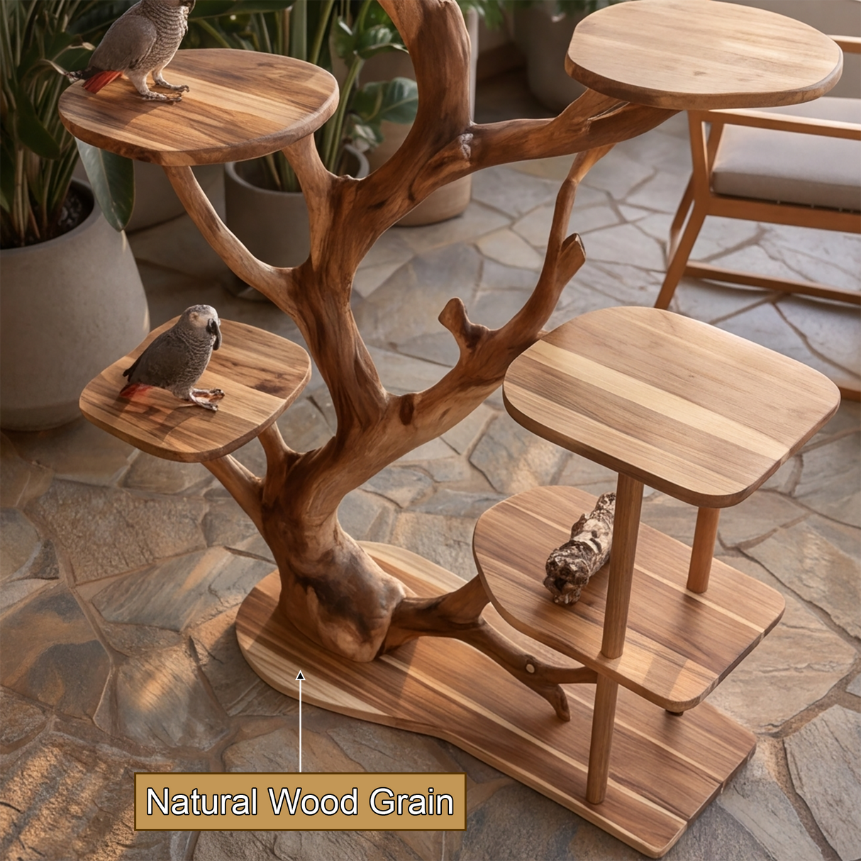 Thalewood Handcrafted Tree Branch Parrot Stand SPA325782 - Timberustic Tree Branch Parrot Stand