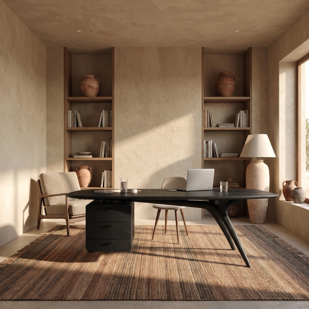 Thalmere Solid Wood Desk with Drawers Black - Timberustic Desk With Drawers