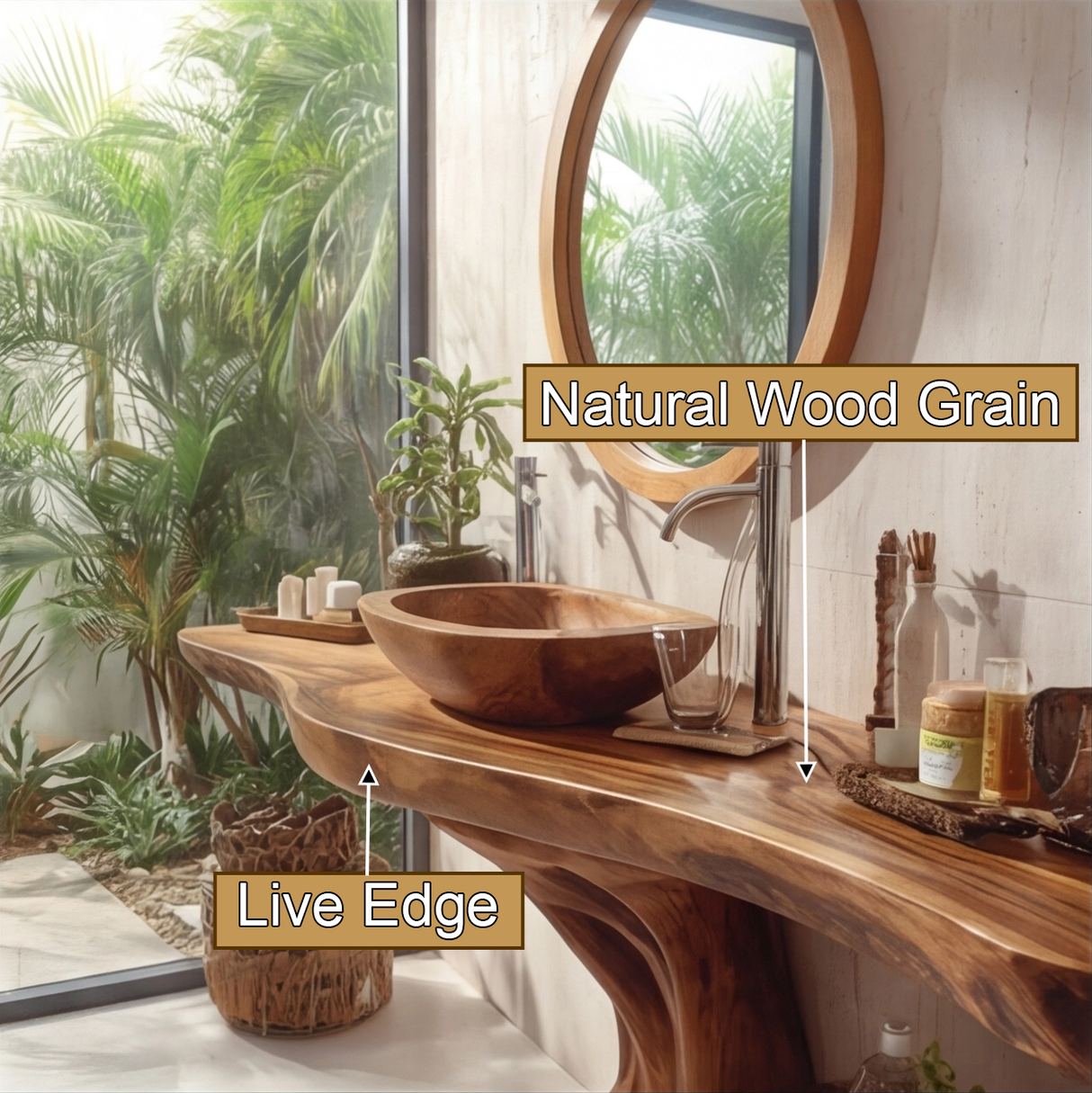 Thaloré Handcrafted Solid Wood Bathroom Vanity with Shelves - Timberustic Freestanding Bathroom Vanity with Shelves