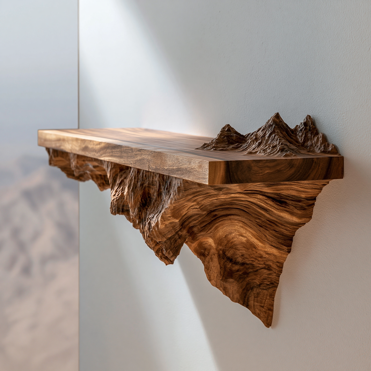 Thaloren Handcrafted Solid Wood Mountain Floating Shelf - Timberustic Floating Shelf