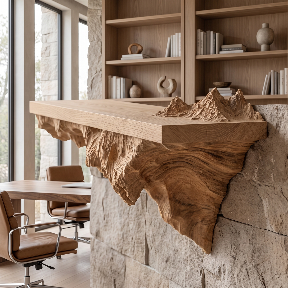 Thaloren Handcrafted Solid Wood Mountain Floating Shelf - Timberustic Floating Shelf