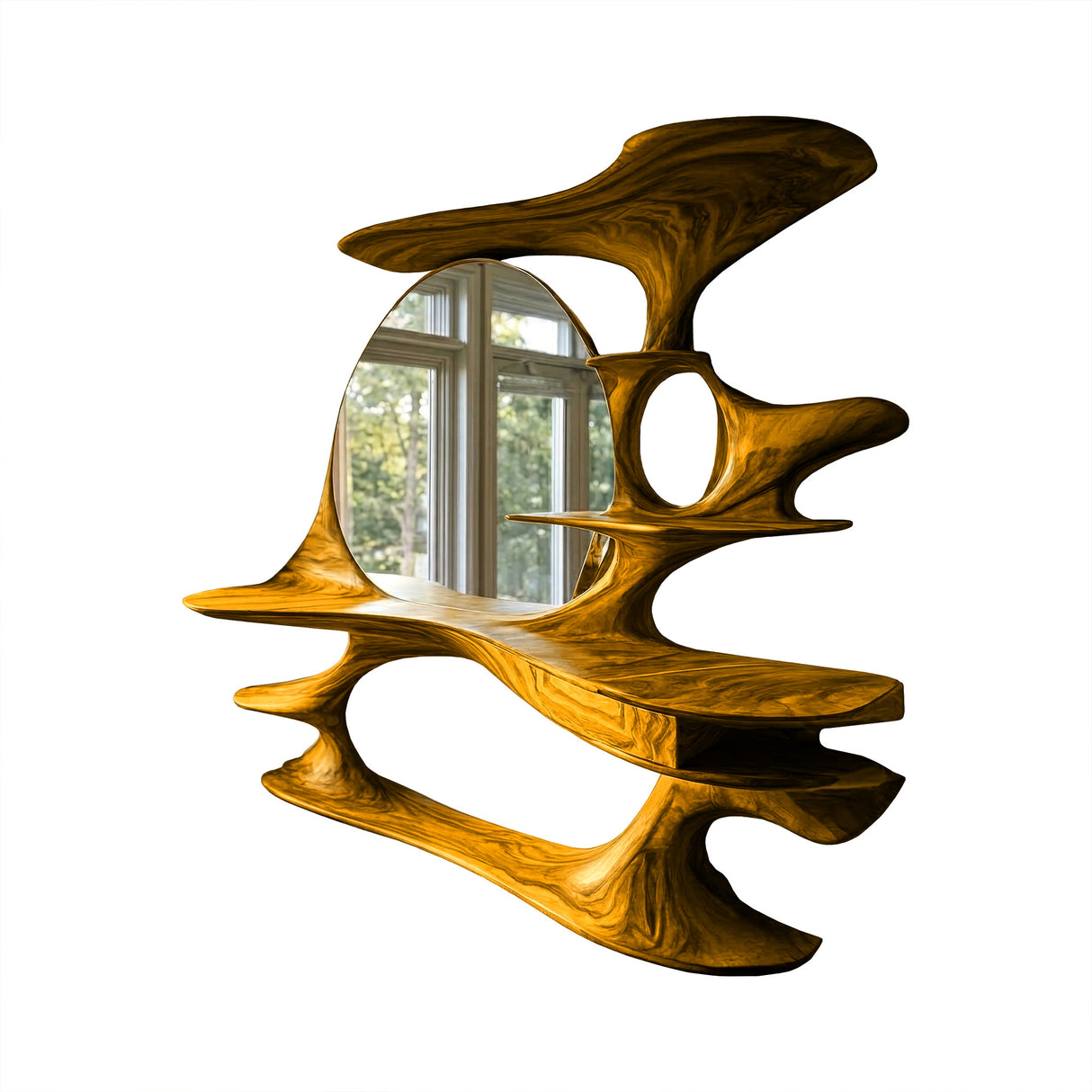 Thaloria Sculpted Solid Wood Cosmetic Table Teak - Timberustic Cosmetic Table