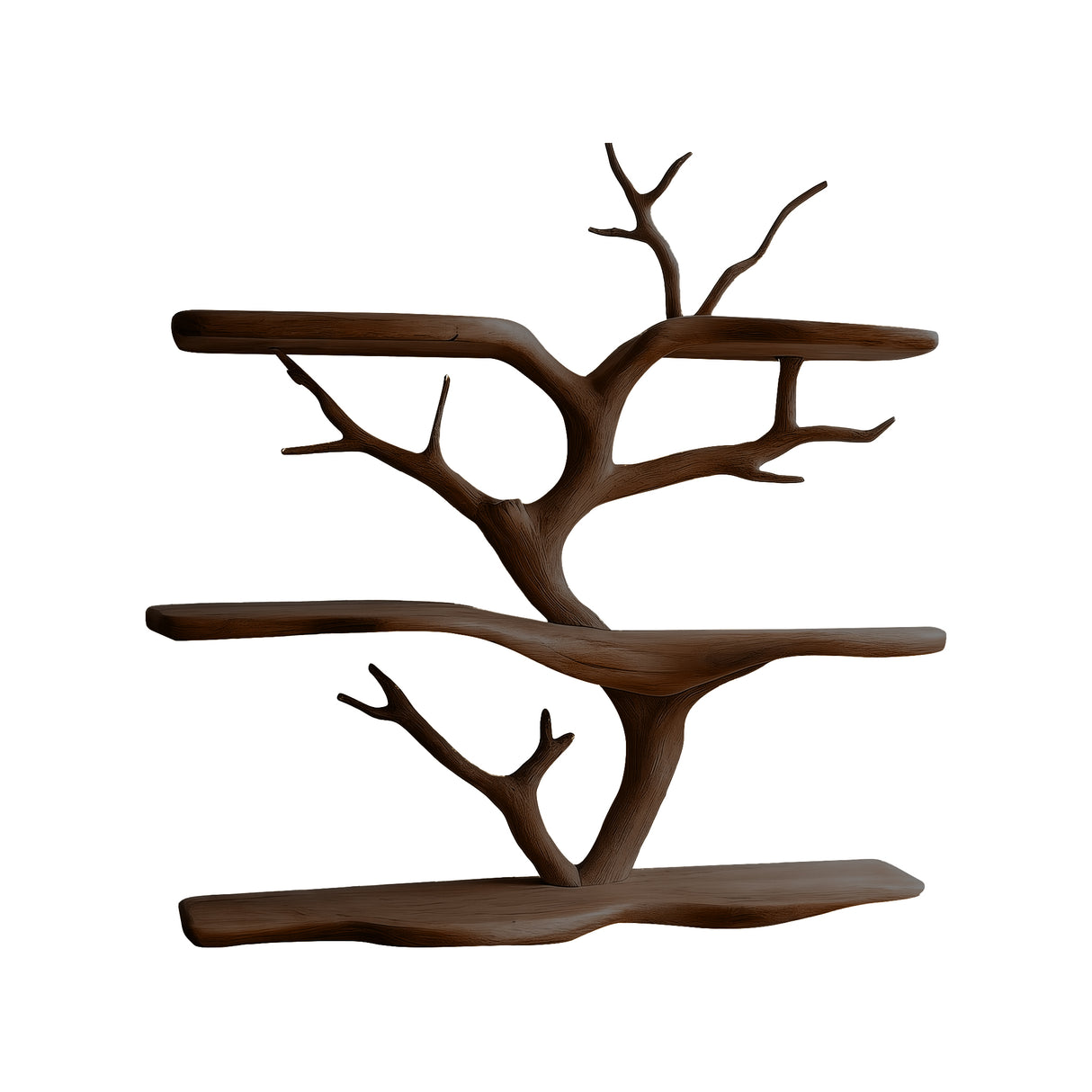 Thalorien Handcrafted Solid Wood Floating Tree Bookshelf