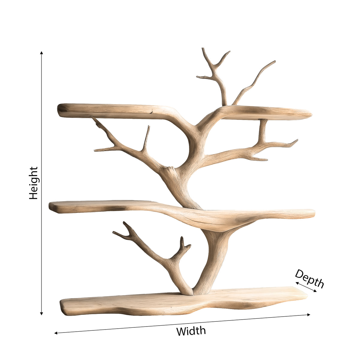 Thalorien Handcrafted Solid Wood Floating Tree Bookshelf