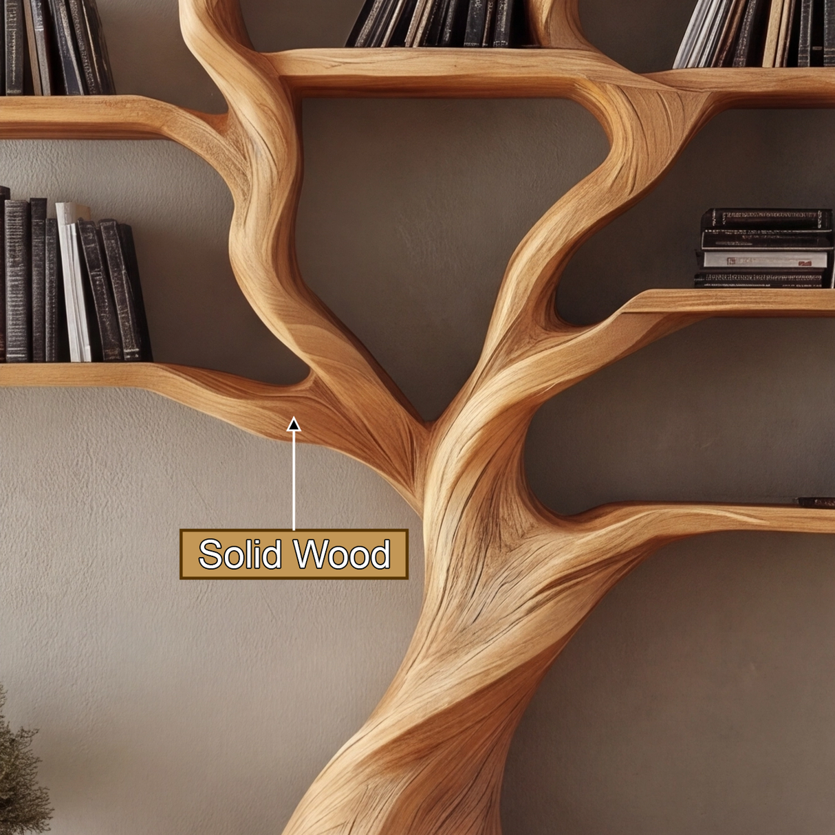 Thalorien Sculpted Solid Wood Tree Bookshelf - Timberustic Tree Bookshelf