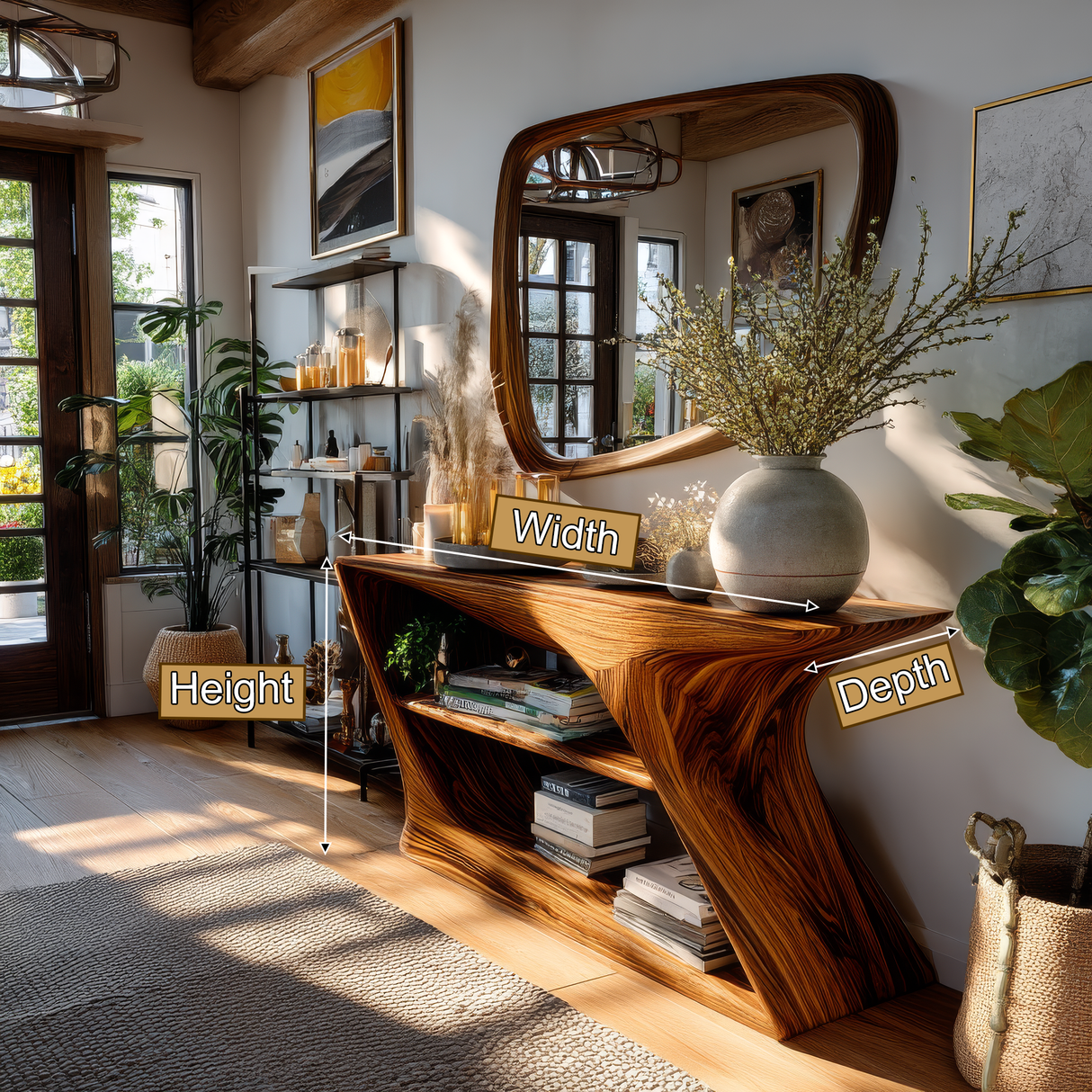 Thalorim Sculpted Solid Wood Console Table - Timberustic Console Table