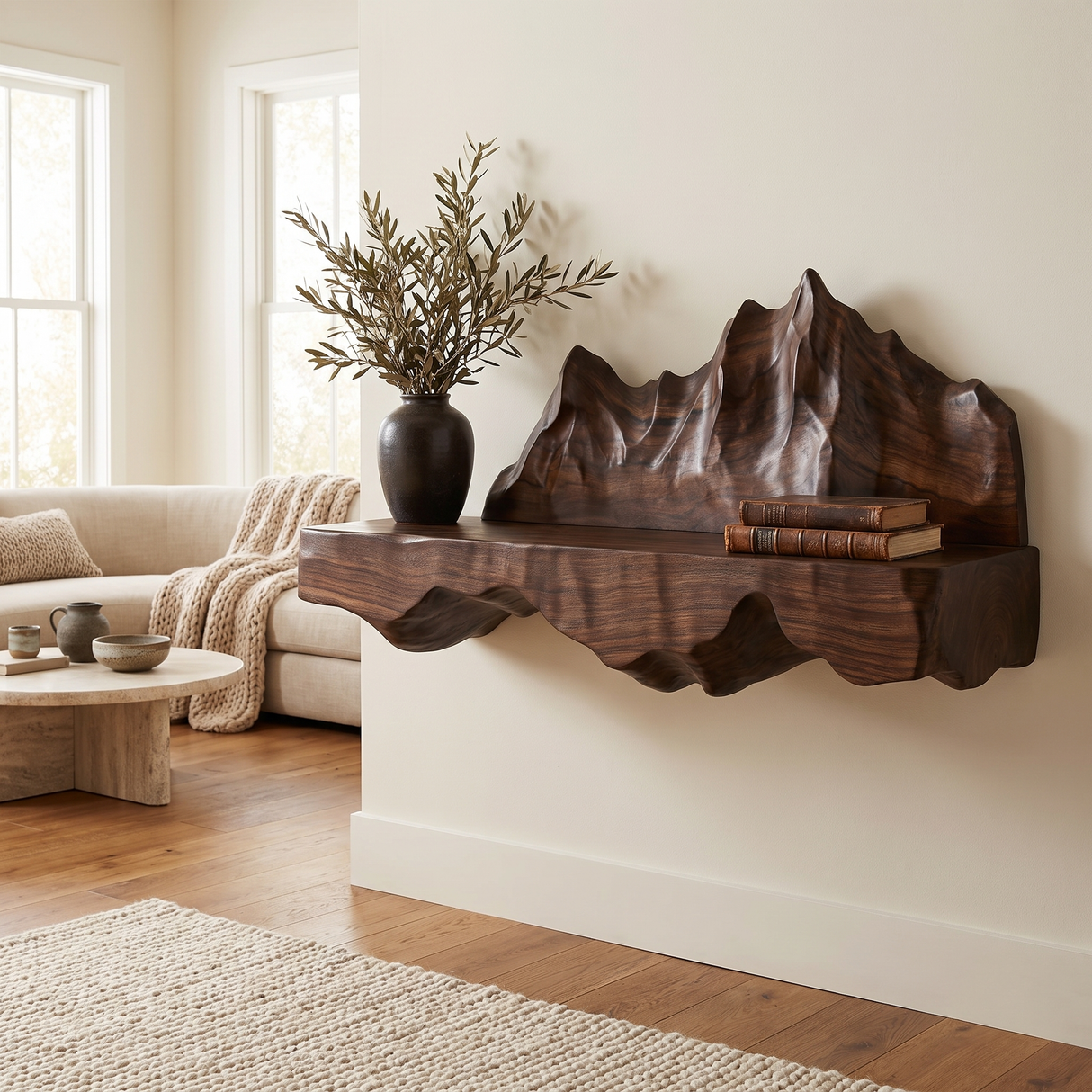 Thalorin Handcrafted Mountain Floating Shelf - Timberustic Floating Shelf
