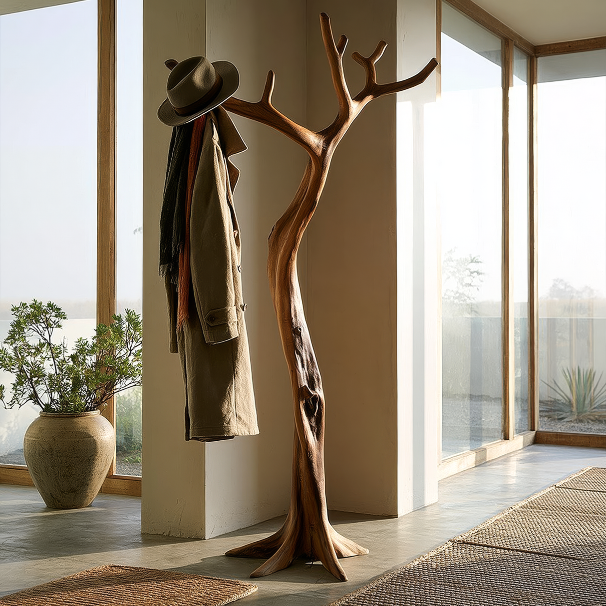 Thalorin Sculpted Solid Wood Tree Coat Rack - Timberustic Tree Coat Rack