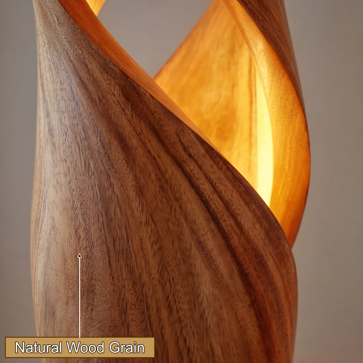 Thaloris Sculpted Helical Integrated LED Wood Floor Lamp - Timberustic Floor Lamp