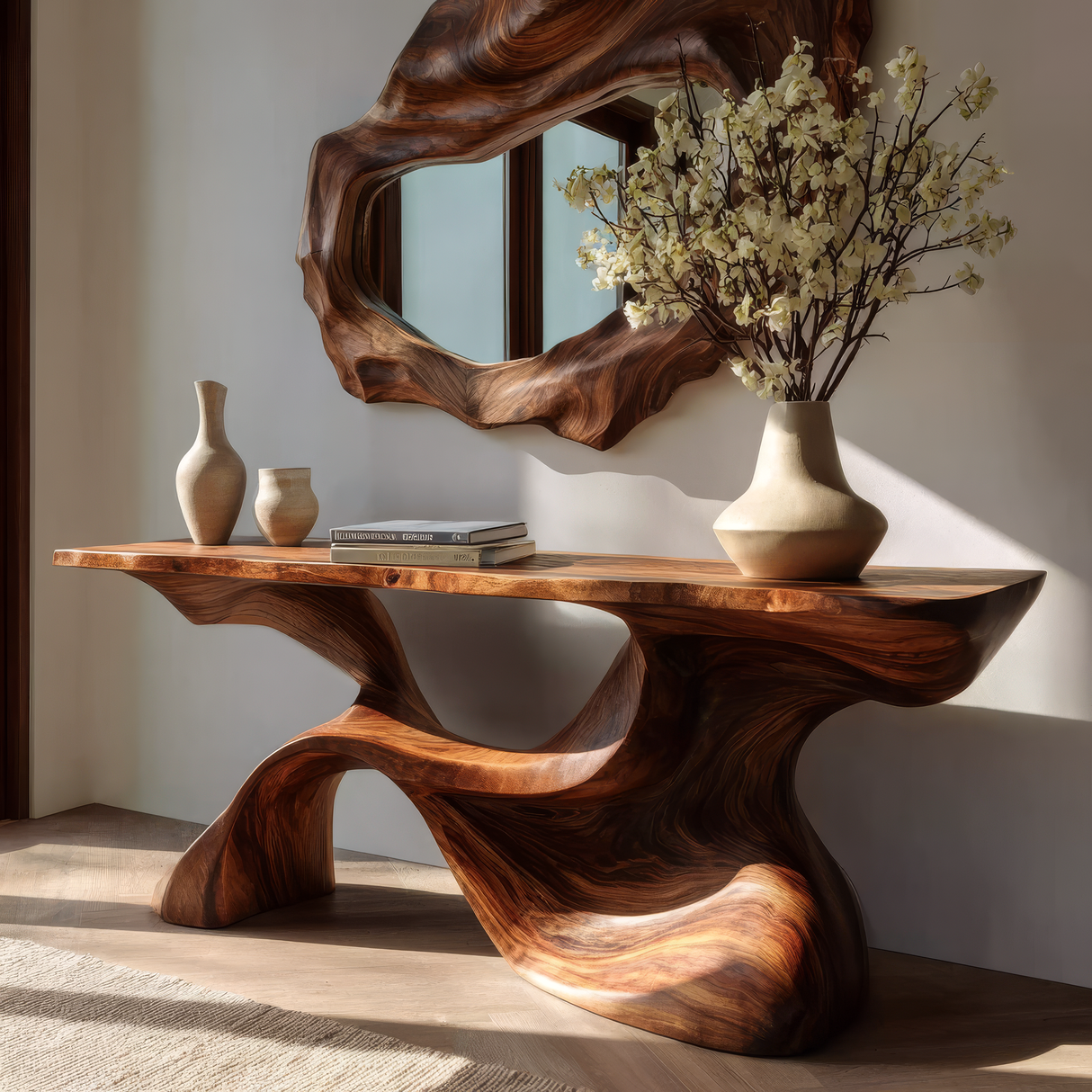 Thaloris Sculpted Solid Wood Console Table - Timberustic Console Table