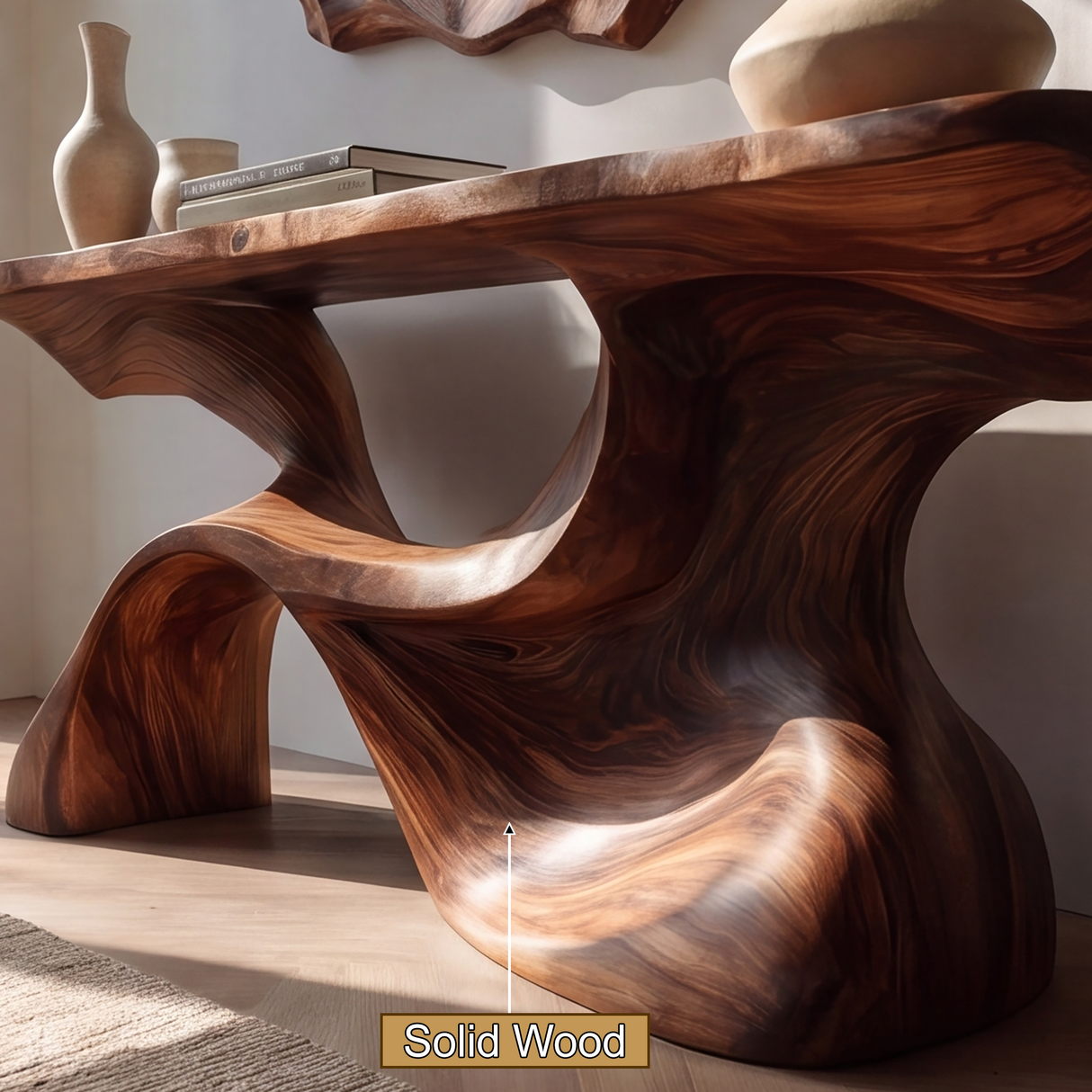 Thaloris Sculpted Solid Wood Console Table
