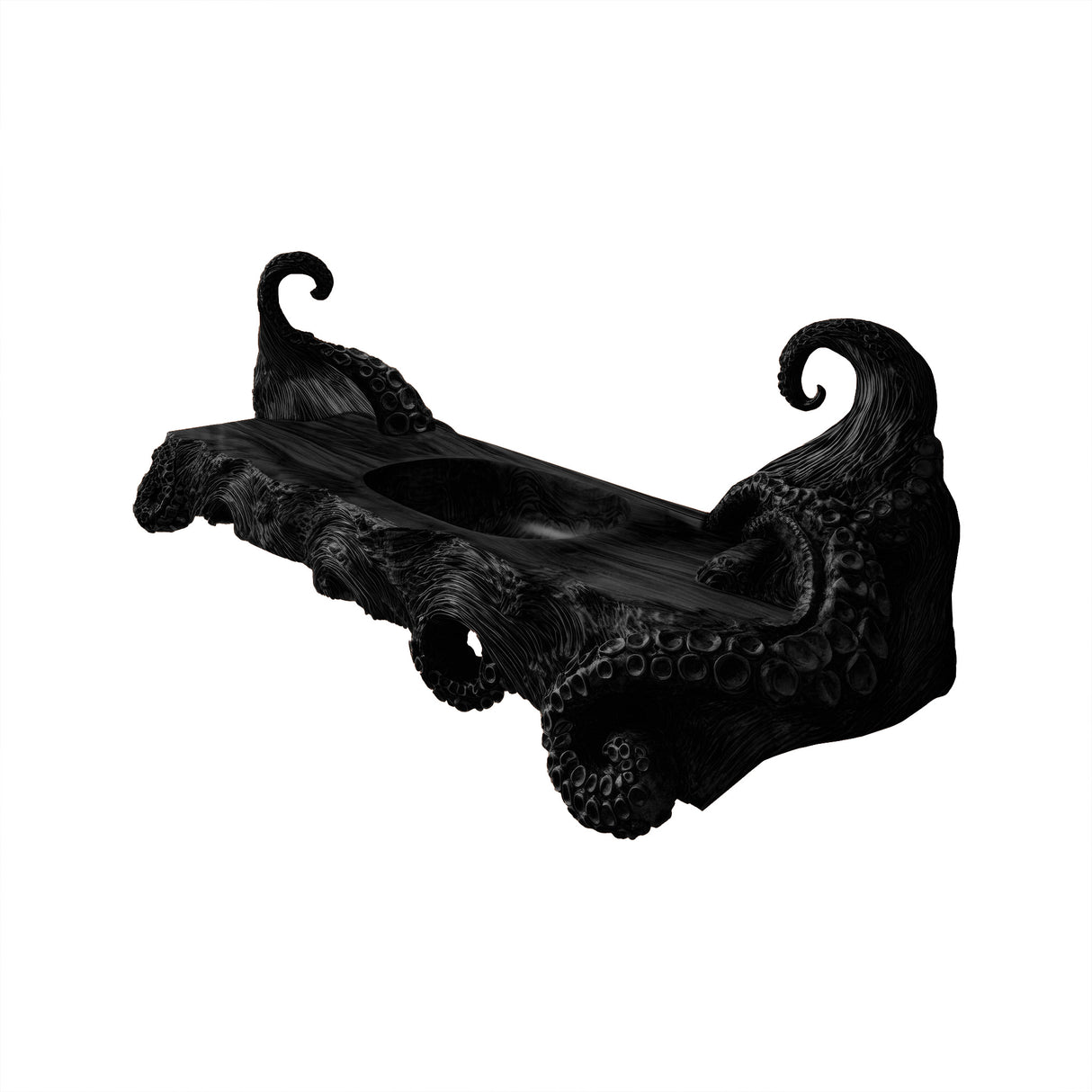 Thalorix Octopus Form Sculpted Solid Wood Floating Bathroom Vanity with Integrated Sink Black - Timberustic Floating Bathroom Vanity with Integrated Sink