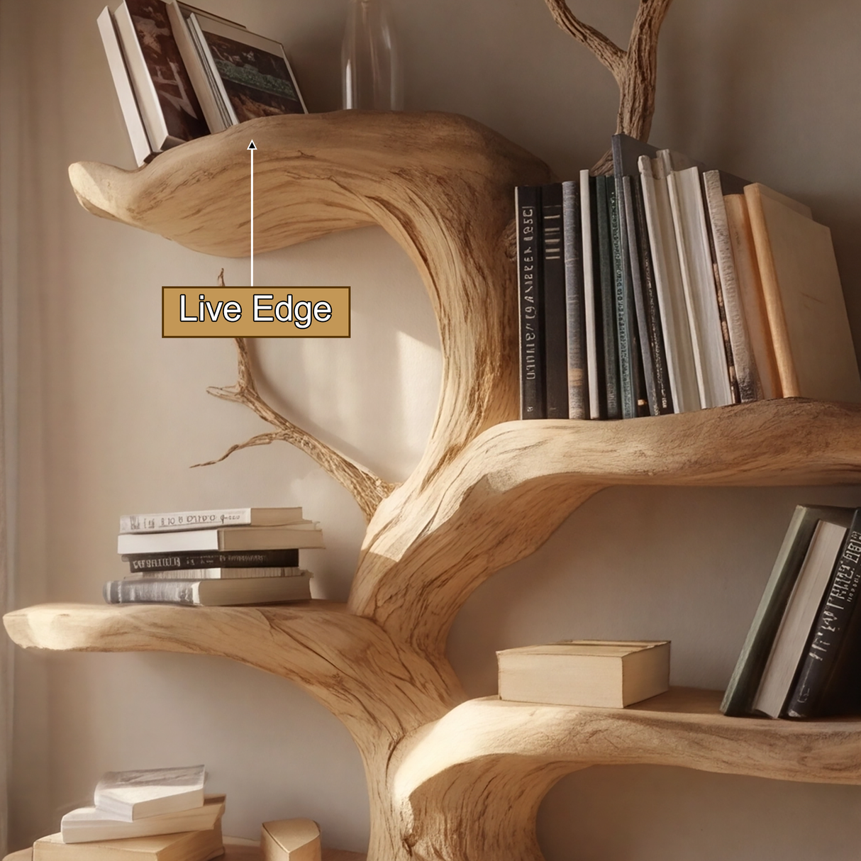 Thalorix Sculpted Solid Wood Tree Bookshelf - Timberustic Tree Bookshelf