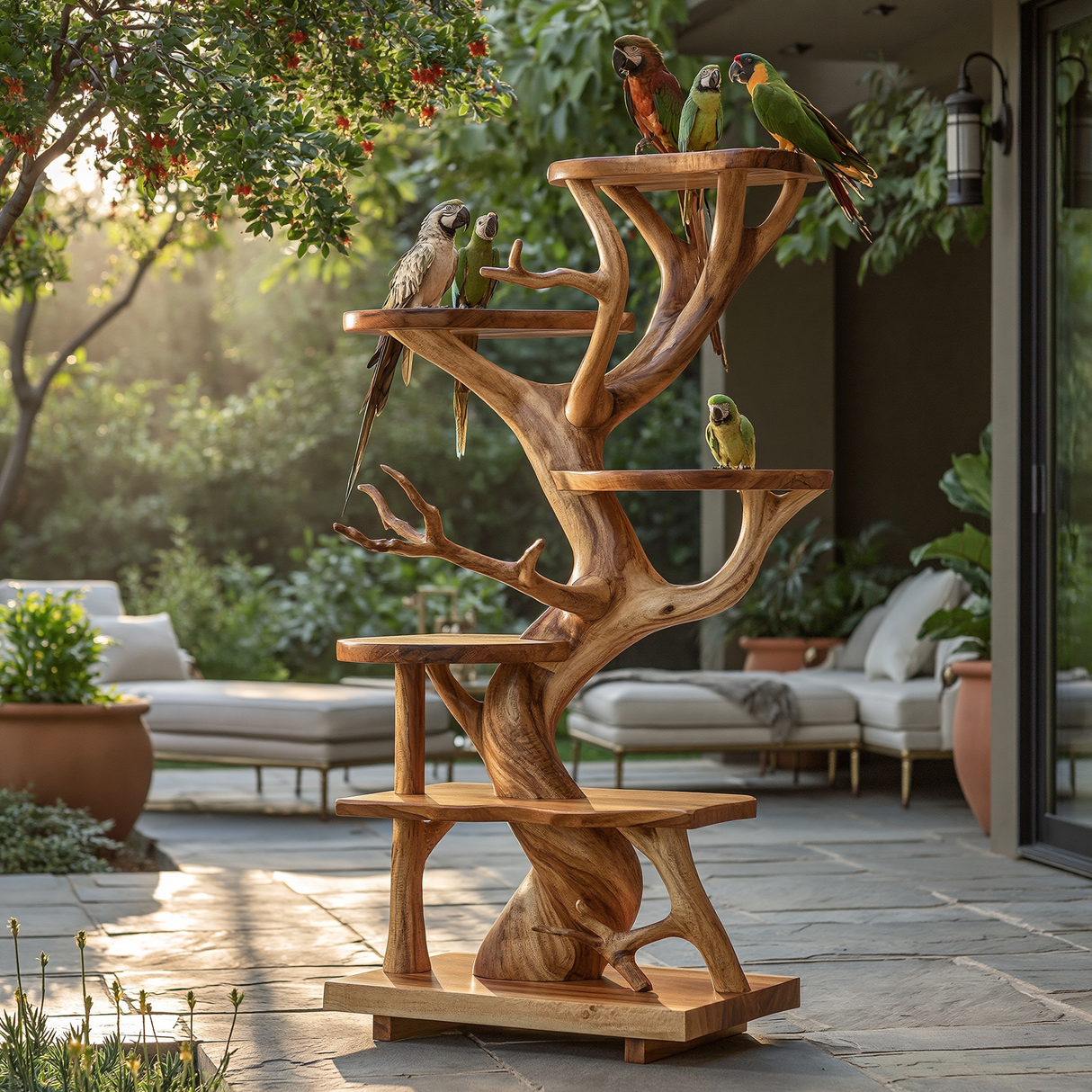 Thalorwyn Handcrafted Tree Branch Parrot Stand SPA321651 - Timberustic Tree Branch Parrot Stand