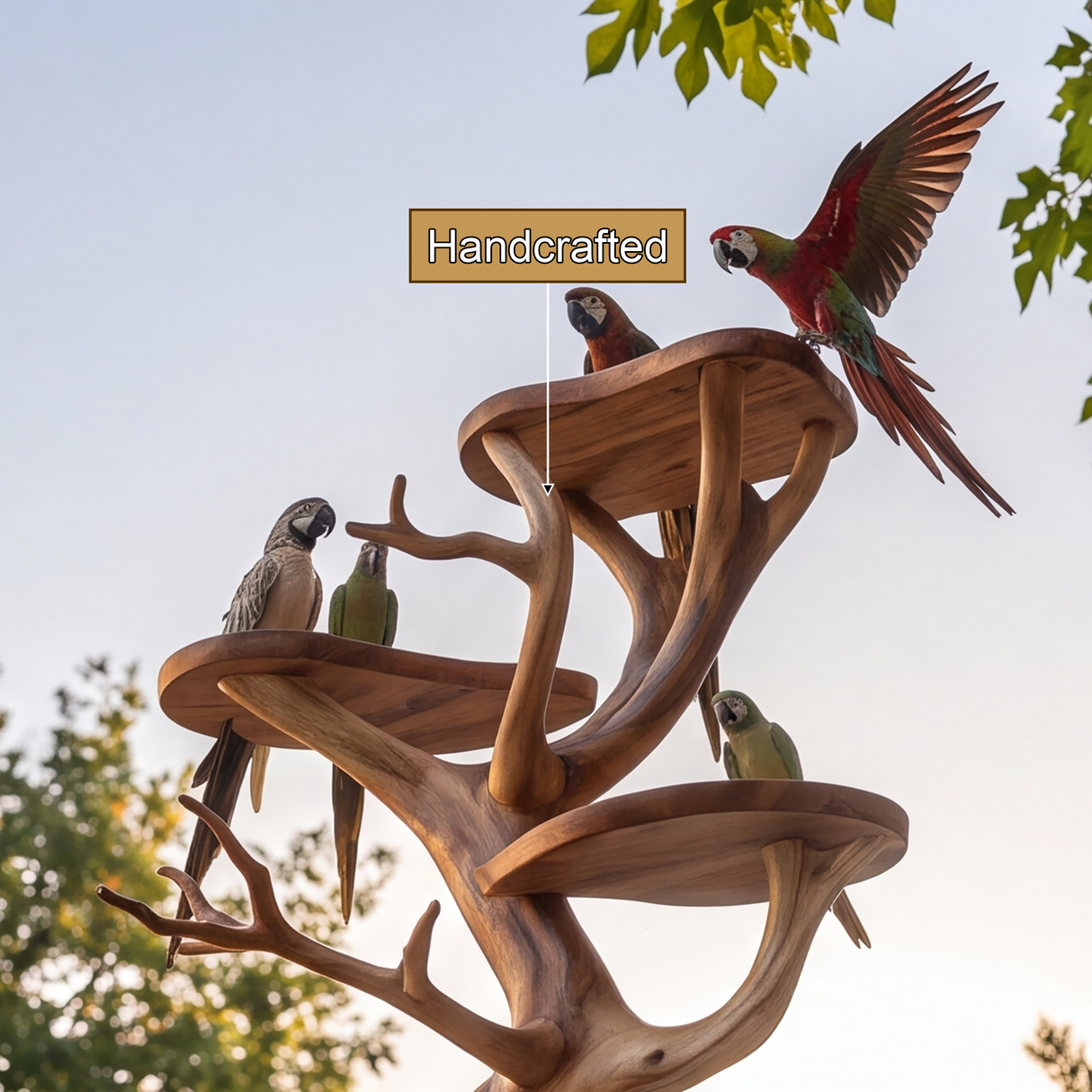 Thalorwyn Handcrafted Tree Branch Parrot Stand SPA321651 - Timberustic Tree Branch Parrot Stand