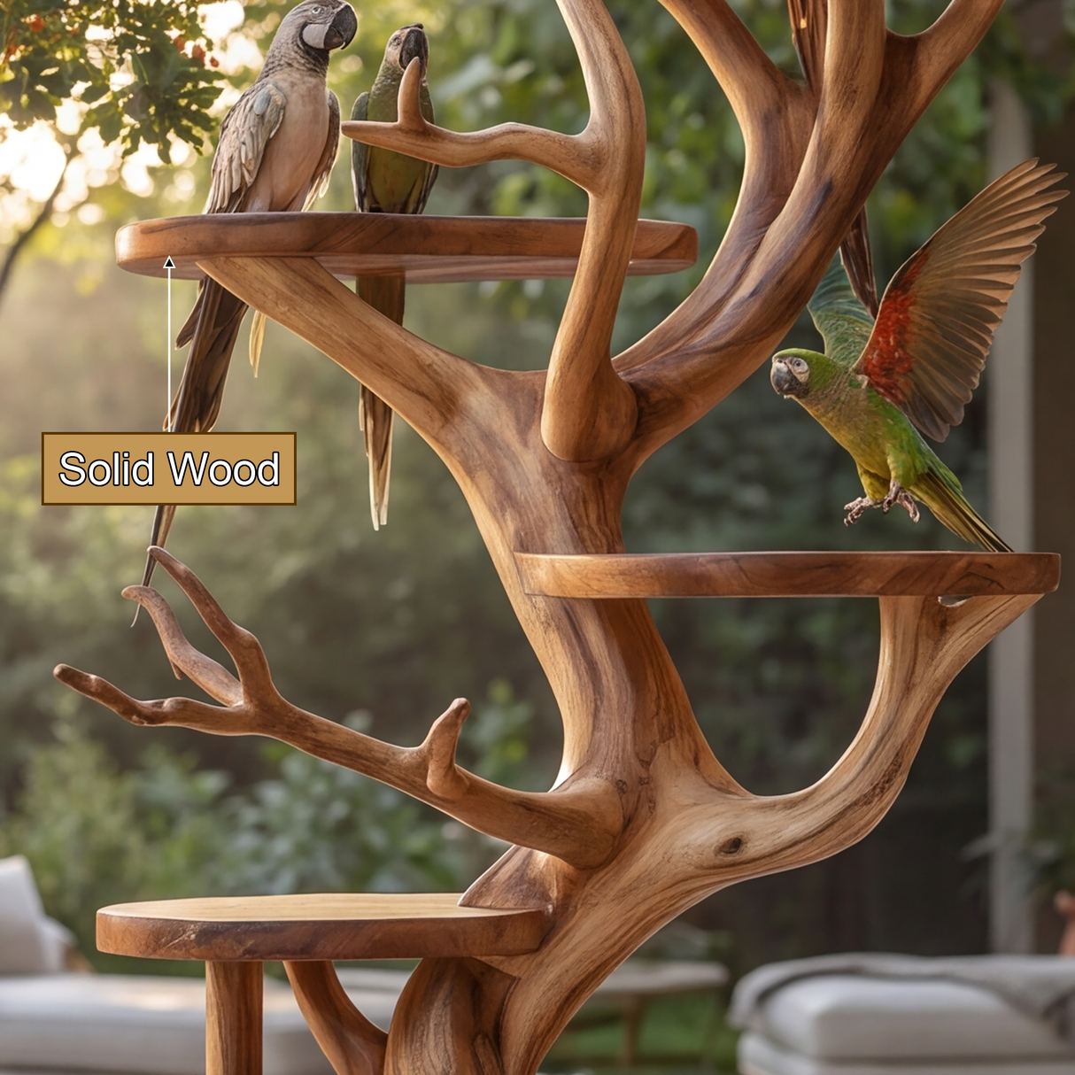 Thalorwyn Handcrafted Tree Branch Parrot Stand SPA321651 - Timberustic Tree Branch Parrot Stand