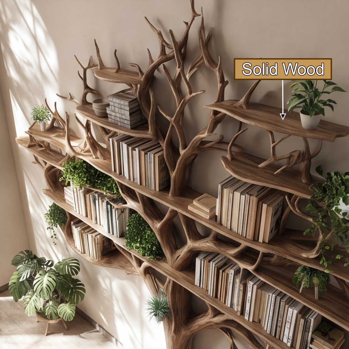 Thaloryx Sculpted Solid Wood Tree Bookshelf - Timberustic Tree Bookshelf