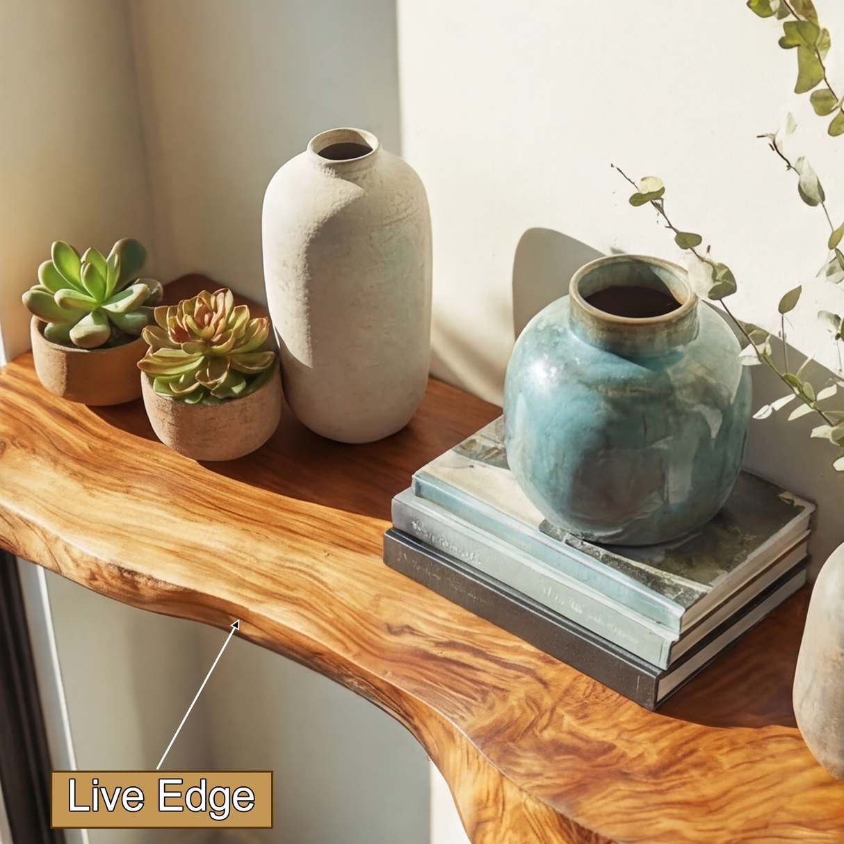 Thalric Live Edge Solid Wood Floating Shelf SPA203698 - Timberustic Floating Shelf