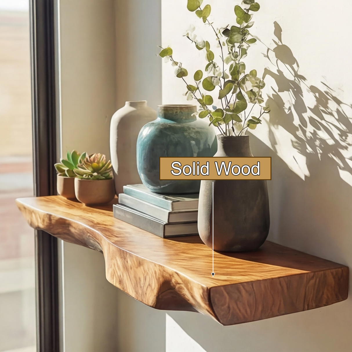 Thalric Live Edge Solid Wood Floating Shelf SPA203698 - Timberustic Floating Shelf