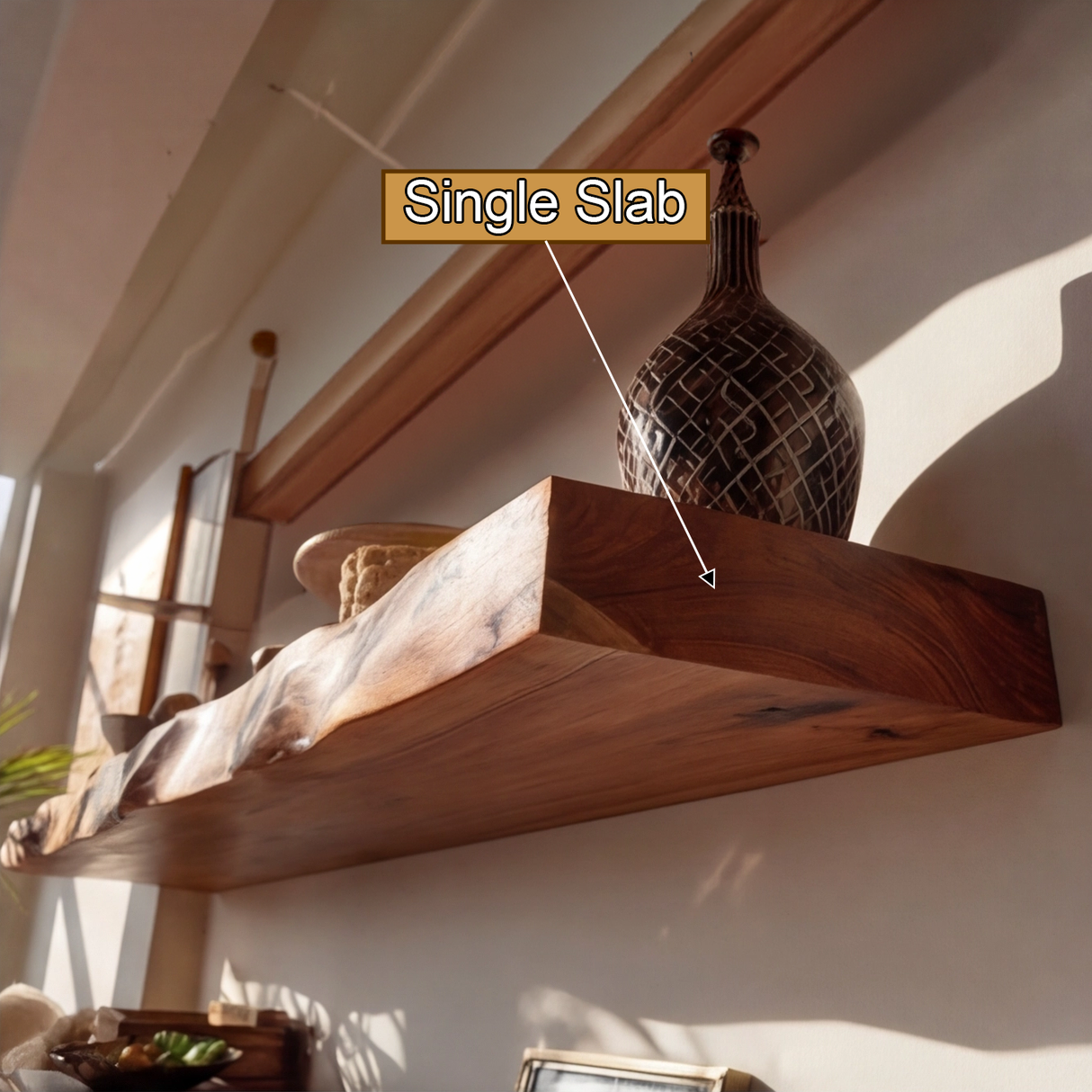 Thalven Live Edge Solid Wood Floating Shelf SPA835873 - Timberustic Floating Shelf
