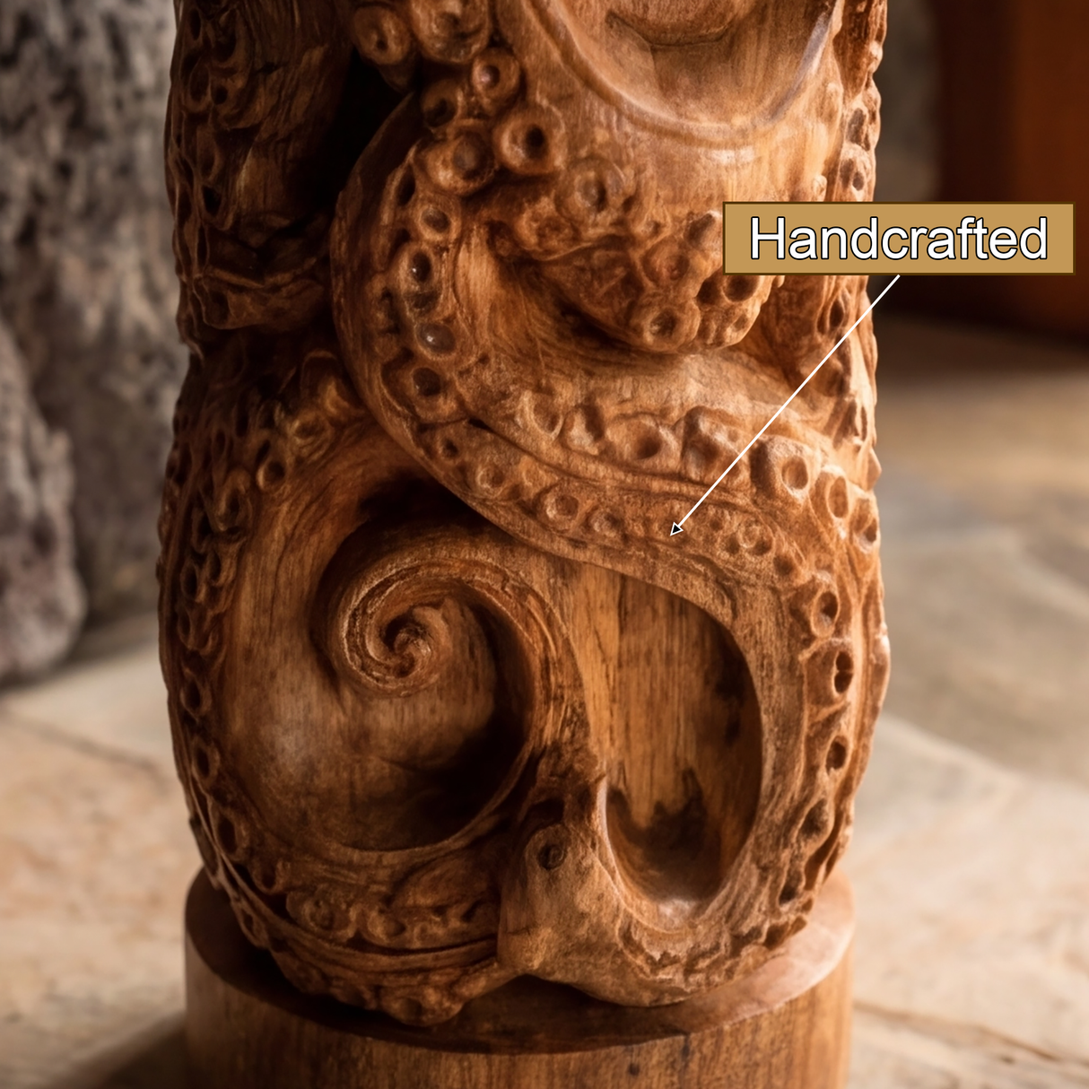 Thalvion Sculpted Solid Wood Pedestal Stand - Timberustic Pedestal Stand