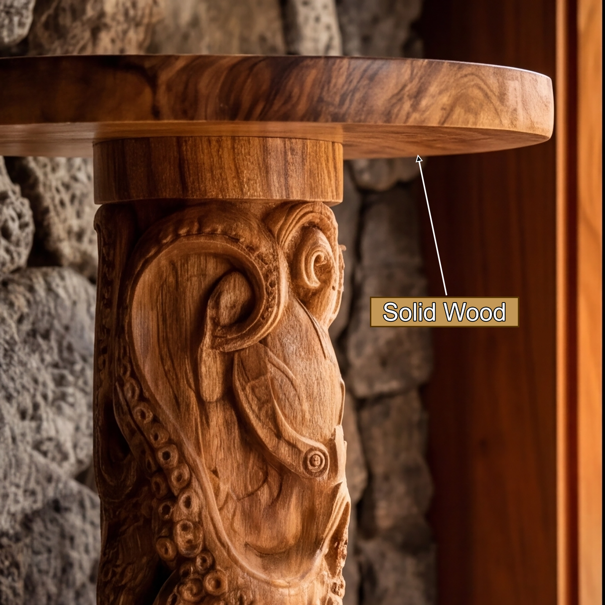 Thalvion Sculpted Solid Wood Pedestal Stand - Timberustic Pedestal Stand