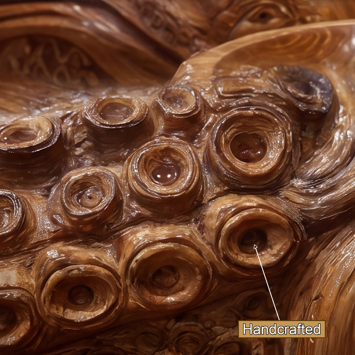 Thalvorn Octopus Form Handcarved Solid Wood Vessel Sink - Timberustic Vessel Sinks