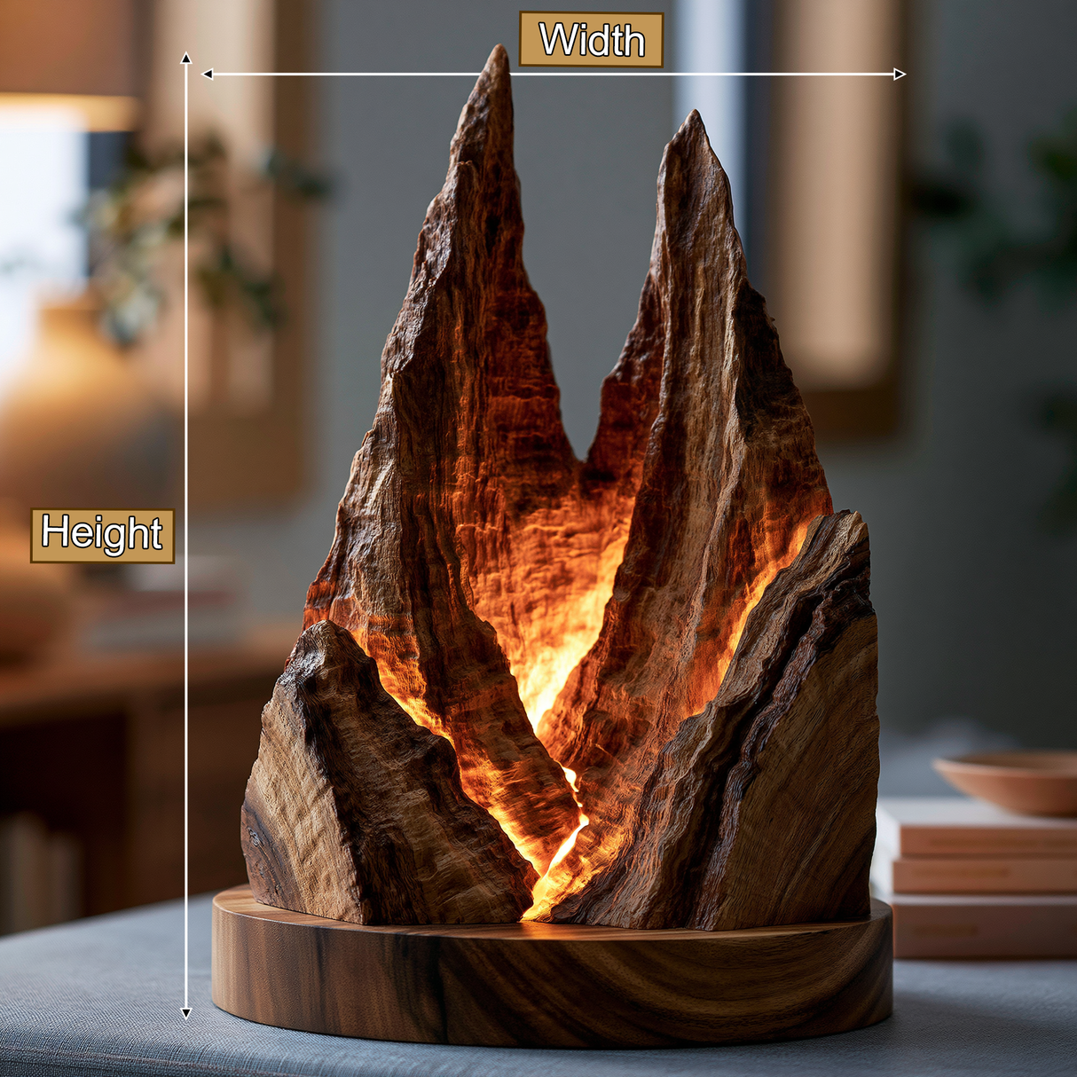 Thalvorn Sculpted Solid Wood Mountain Table Lamp