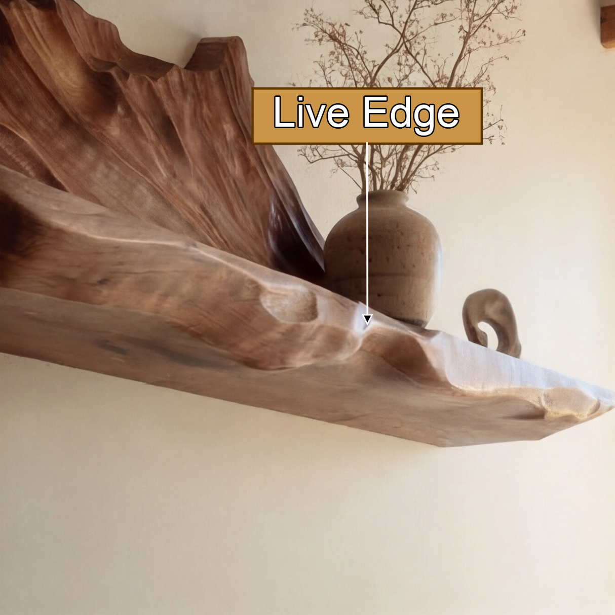 Thalvyr Sculpted Solid Wood Mountain Floating Shelf - Timberustic Floating Shelf