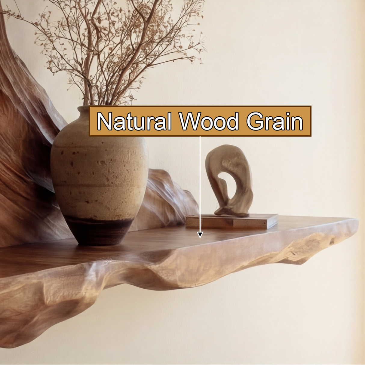 Thalvyr Sculpted Solid Wood Mountain Floating Shelf - Timberustic Floating Shelf