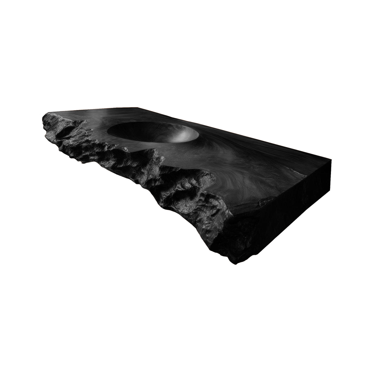 Tharven Rustic Live Edge Solid Wood Floating Bathroom Vanity with Integrated Sink Black - Timberustic Floating Bathroom Vanity with Integrated Sink